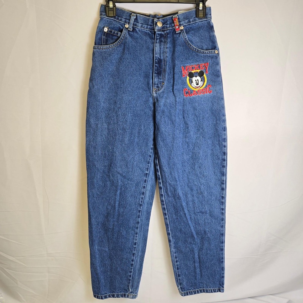 Disney Mickey & Co Mickey Mouse‎ Classic Embroidered Jeans, Kids 26" Waist, Vtg